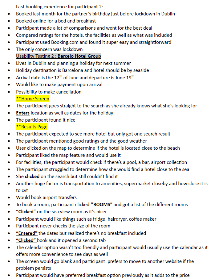 Usability testing notes, session three.